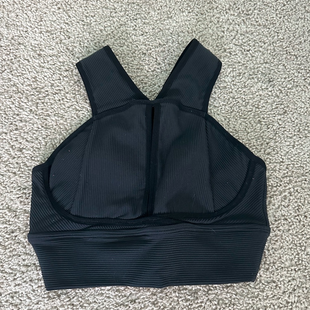 BuffBunny Black Ribbed Sports Bra